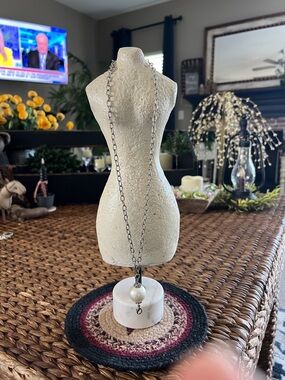 Jewel Kade Silver Chain Necklace with White Pearl Pendant